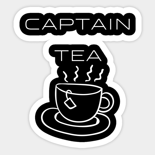 Captain Tea Typography White Design Sticker by Stylomart